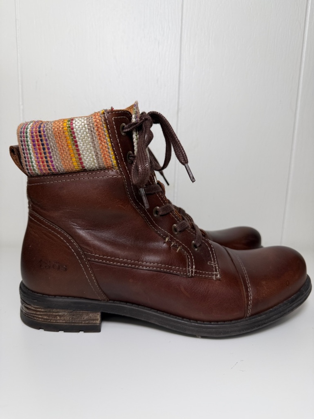 Taos Captain Brown Women's leather bootie lace up ankle boots size‎ 9-9.5 EU 40